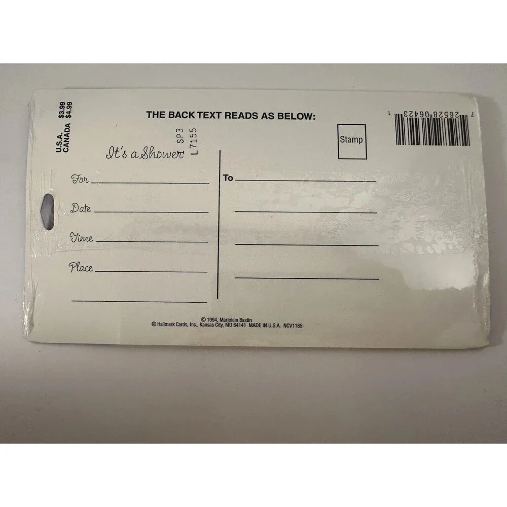 Hallmark Party Express Postcard Invitations It’s A Shower Made In USA 1994